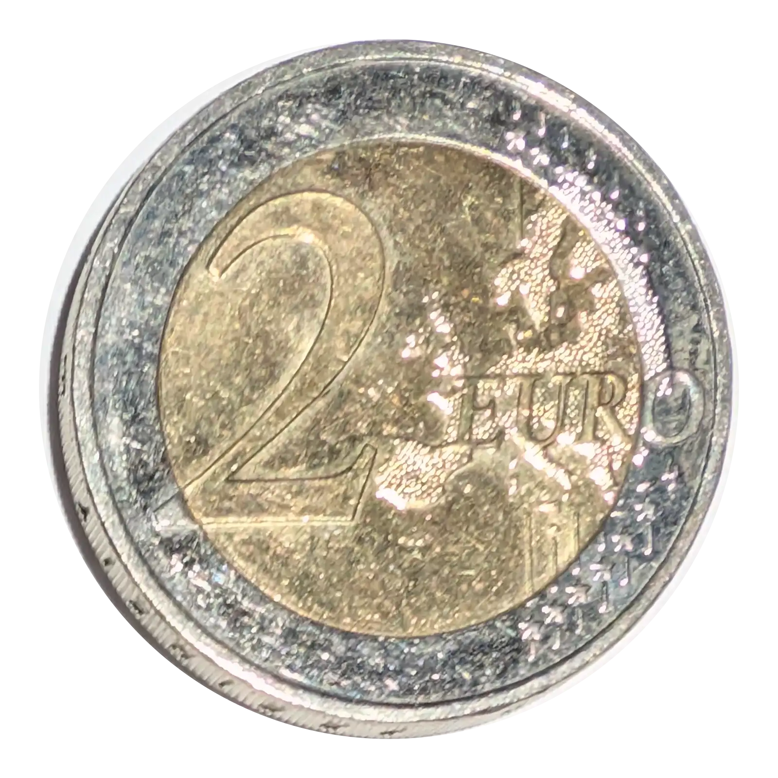 Cara común: Cara común del 2 €: el valor «2 EURO» junto al mapa de Europa y las doce estrellas de la Unión Europea.